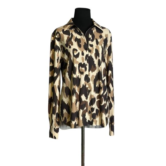 LYSSE animal print Connie slim button down long sleeves shirt size Small - Picture 10 of 16